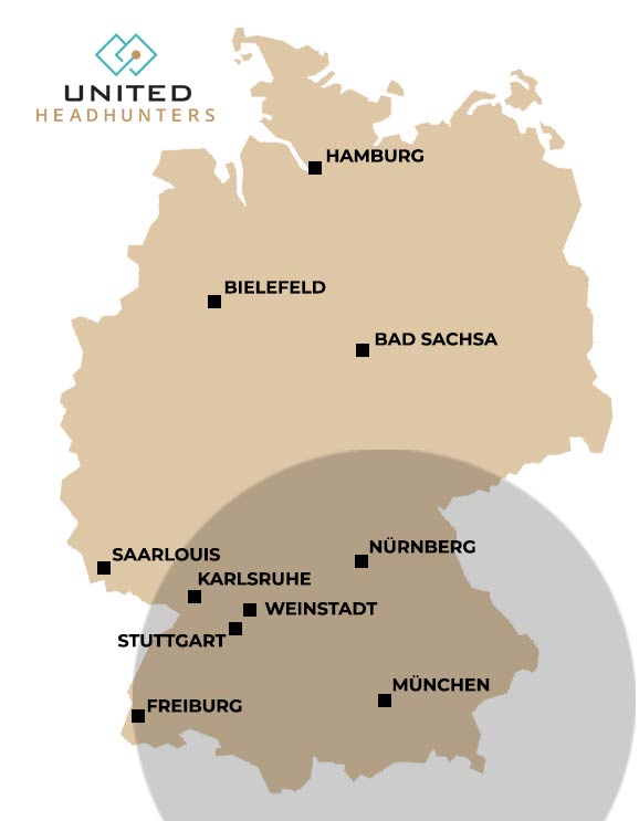 UNITED-HEADHUNTERS-STANDORTE UNITED HEADHUNTERS bundesweite Standorte